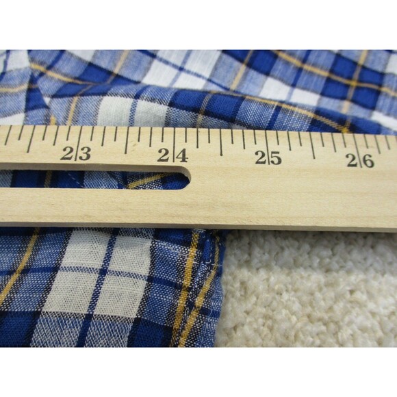 Barbour Shirt Mens Large Blue White Plaid Cotton Short Sleeve Casual Button Up - Picture 10 of 12